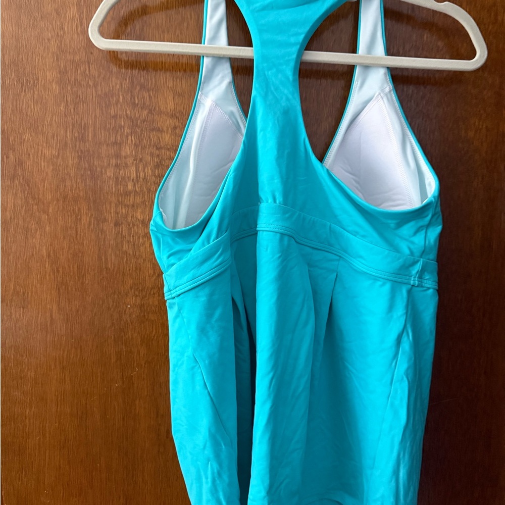 Lands' End Aqua Halter One-Piece Swimsuit